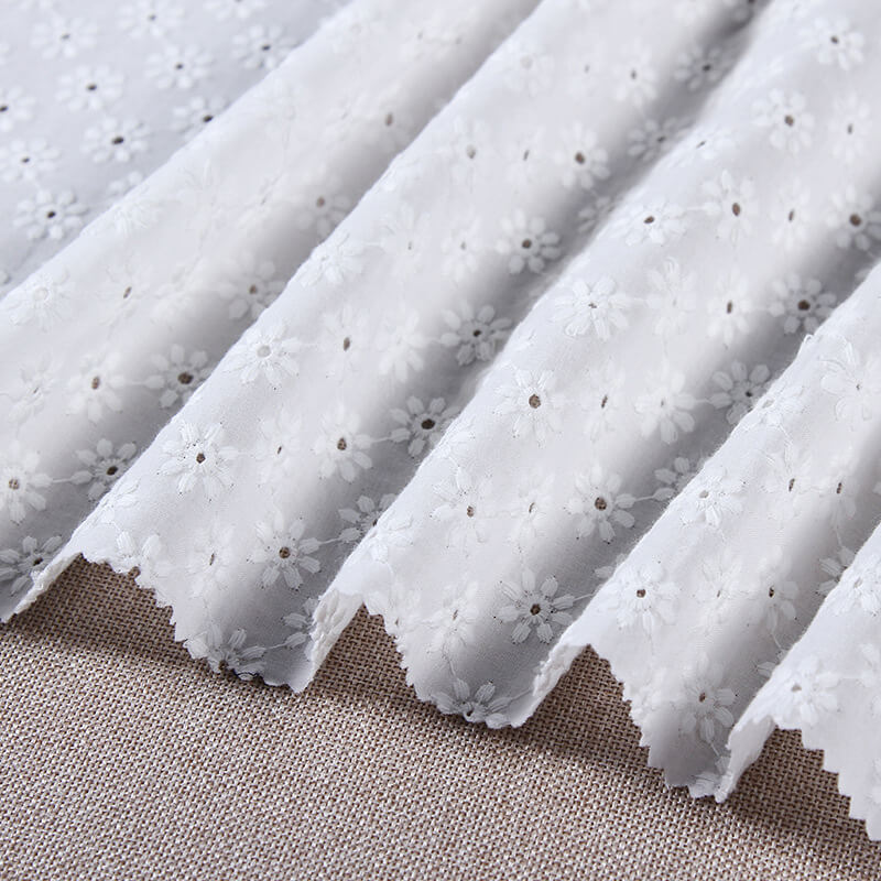 Embroidered Fabric Cutwork 100% Cotton for Women's Wear Wholesale Supp 4
